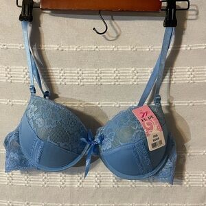 Fude. Intimate Blue Lace Padded PushUp Underwire Bra